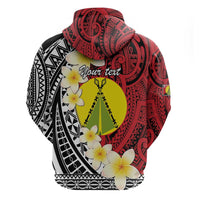 Sigave Chiefdom Wallis and Futuna Personalized Zip Hoodie Frangipani Flowers Polynesian Pattern