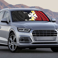 Uvea Chiefdom Wallis and Futuna Personalized Auto Sun Shade Frangipani Flowers Polynesian Pattern - Polynesian Pride