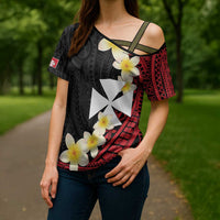Uvea Chiefdom Wallis and Futuna Personalized Cross Shoulder Shirt Frangipani Flowers Polynesian Pattern - Polynesian Pride