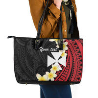 Uvea Chiefdom Wallis and Futuna Personalized Leather Tote Bag Frangipani Flowers Polynesian Pattern