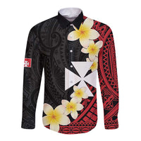 Uvea Chiefdom Wallis and Futuna Personalized Long Sleeve Button Shirt Frangipani Flowers Polynesian Pattern