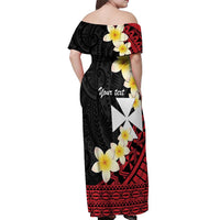 Uvea Chiefdom Wallis and Futuna Personalized Off Shoulder Maxi Dress Frangipani Flowers Polynesian Pattern