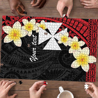 Uvea Chiefdom Wallis and Futuna Personalized Puzzle Frangipani Flowers Polynesian Pattern - Polynesian Pride