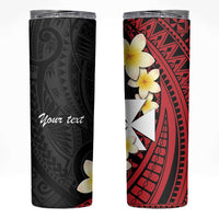 Uvea Chiefdom Wallis and Futuna Personalized Skinny Tumbler Frangipani Flowers Polynesian Pattern