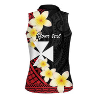 Uvea Chiefdom Wallis and Futuna Personalized Women Sleeveless Polo Shirt Frangipani Flowers Polynesian Pattern