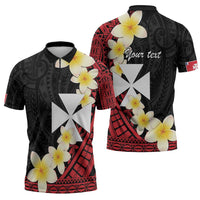 Uvea Chiefdom Wallis and Futuna Personalized Zipper Polo Shirt Frangipani Flowers Polynesian Pattern - Polynesian Pride