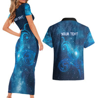 New Zealand Nurses RN Personalised Couples Matching Short Sleeve Bodycon Dress and Hawaiian Shirt Galaxy Stethoscope Maori Motif