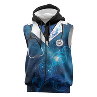 New Zealand Nurses RN Personalised Sleeveless Zip Hoodie Galaxy Stethoscope Maori Motif