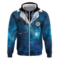 New Zealand Nurses RN Personalised Zip Hoodie Galaxy Stethoscope Maori Motif LT9 Zip Hoodie Galaxy - Polynesian Pride