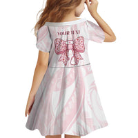 New Zealand Nurses RN Personalised Family Matching Off Shoulder Short Dress and Hawaiian Shirt Pink Stethoscope Coquette Bow Maori Motif