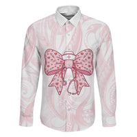 New Zealand Nurses RN Personalised Family Matching Tank Maxi Dress and Hawaiian Shirt Pink Stethoscope Coquette Bow Maori Motif