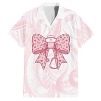 New Zealand Nurses RN Personalised Hawaiian Shirt Pink Stethoscope Coquette Bow Maori Motif LT9 Pink - Polynesian Pride