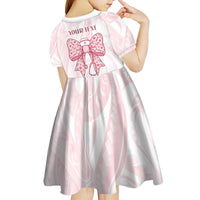 New Zealand Nurses RN Personalised Kid Short Sleeve Dress Pink Stethoscope Coquette Bow Maori Motif