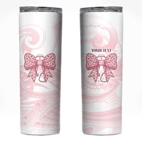 New Zealand Nurses RN Personalised Skinny Tumbler Pink Stethoscope Coquette Bow Maori Motif