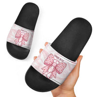 New Zealand Nurses RN Personalised Slide Sandals Pink Stethoscope Coquette Bow Maori Motif LT9 - Polynesian Pride