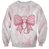 New Zealand Nurses RN Personalised Sweatshirt Pink Stethoscope Coquette Bow Maori Motif LT9 Unisex Pink - Polynesian Pride