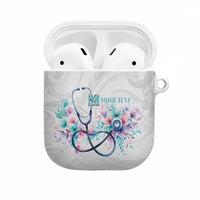 New Zealand Nurses RN Personalised AirPods Case Stethoscope Floral Maori Motif LT9 White - Polynesian Pride