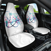 New Zealand Nurses RN Personalised Car Seat Cover Stethoscope Floral Maori Motif