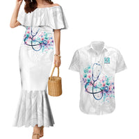 New Zealand Nurses RN Personalised Couples Matching Mermaid Dress and Hawaiian Shirt Stethoscope Floral Maori Motif