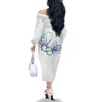 New Zealand Nurses RN Personalised Family Matching Off The Shoulder Long Sleeve Dress and Hawaiian Shirt Stethoscope Floral Maori Motif