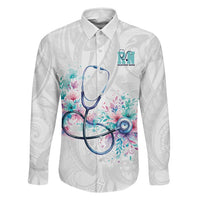 New Zealand Nurses RN Personalised Family Matching Off Shoulder Short Dress and Hawaiian Shirt Stethoscope Floral Maori Motif