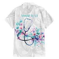 New Zealand Nurses RN Personalised Family Matching Short Sleeve Bodycon Dress and Hawaiian Shirt Stethoscope Floral Maori Motif