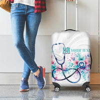 New Zealand Nurses RN Personalised Luggage Cover Stethoscope Floral Maori Motif