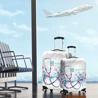 New Zealand Nurses RN Personalised Luggage Cover Stethoscope Floral Maori Motif