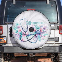 New Zealand Nurses RN Personalised Spare Tire Cover Stethoscope Floral Maori Motif