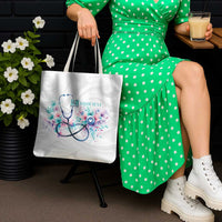 New Zealand Nurses RN Personalised Tote Bag Stethoscope Floral Maori Motif LT9 - Polynesian Pride