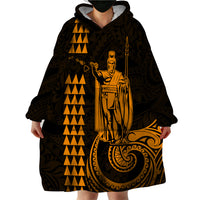 Custom Hawaii Wearable Blanket Hoodie King Kamehameha - Gold LT9 - Polynesian Pride