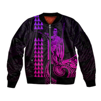Custom Hawaii Sleeve Zip Bomber Jacket King Kamehameha - Pink Gradient LT9 Unisex Pink Gradient - Polynesian Pride