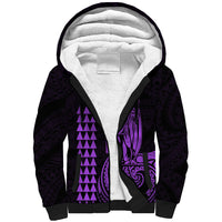 Custom Hawaii Sherpa Hoodie King Kamehameha - Purple LT9 Unisex Purple - Polynesian Pride
