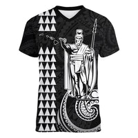 Custom Hawaii Women V Neck T Shirt King Kamehameha - White LT9 Female White - Polynesian Pride