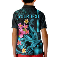 Custom Polynesian Kid Polo Shirt Hawaiian Warriors with Tribal Shark Tattoos - Blue LT9 - Polynesian Pride