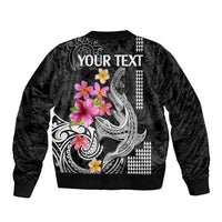 Custom Polynesian Sleeve Zip Bomber Jacket Hawaiian Warriors with Tribal Shark Tattoos - White LT9 - Polynesian Pride
