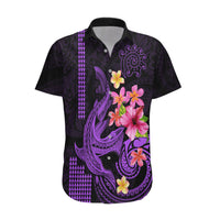 Custom Polynesian Hawaiian Shirt Hawaiian Warriors with Tribal Shark Tattoos - Purple LT9 Purple - Polynesian Pride