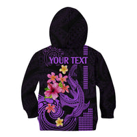 Custom Polynesian Kid Hoodie Hawaiian Warriors with Tribal Shark Tattoos - Purple LT9 - Polynesian Pride