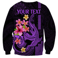 Custom Polynesian Sweatshirt Hawaiian Warriors with Tribal Shark Tattoos - Purple LT9 - Polynesian Pride