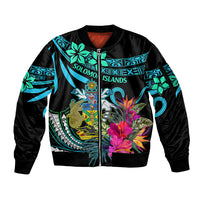 Solomon Islands Sleeve Zip Bomber Jacket Happy Independence Day LT9 Unisex Blue - Polynesian Pride
