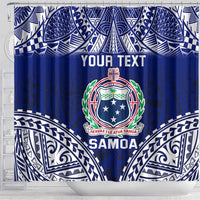 Personalised Samoa Coat Of Arms Shower Curtain With Polynesian Pattern Version