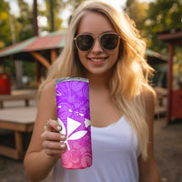 Polynesian Tribal Plumeria Skinny Tumbler with Hawaii Kanaka Maoli Purple Gradient Version