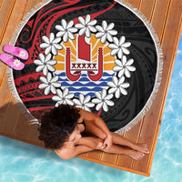 Tahitian Coat Of Arm and Tiare Flower Beach Blanket Polynesian Tribal Tattoo