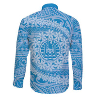 Tahitian Tiare Flower Family Matching Mermaid Dress and Hawaiian Shirt Blue Polynesian Pattern LT9 - Polynesian Pride