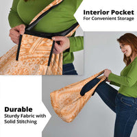 Tahitian Tiare Flower Grocery Bag Gold Polynesian Pattern