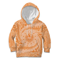 Tahitian Tiare Flower Kid Hoodie Gold Polynesian Pattern