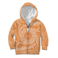 Tahitian Tiare Flower Kid Hoodie Gold Polynesian Pattern