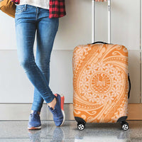 Tahitian Tiare Flower Luggage Cover Gold Polynesian Pattern LT9 - Polynesian Pride