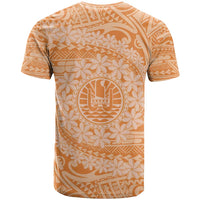 Tahitian Tiare Flower T Shirt Gold Polynesian Pattern LT9 - Polynesian Pride
