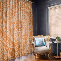 Tahitian Tiare Flower Window Curtain Gold Polynesian Pattern